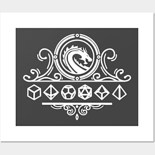 White Dragon Dice Crest Posters and Art